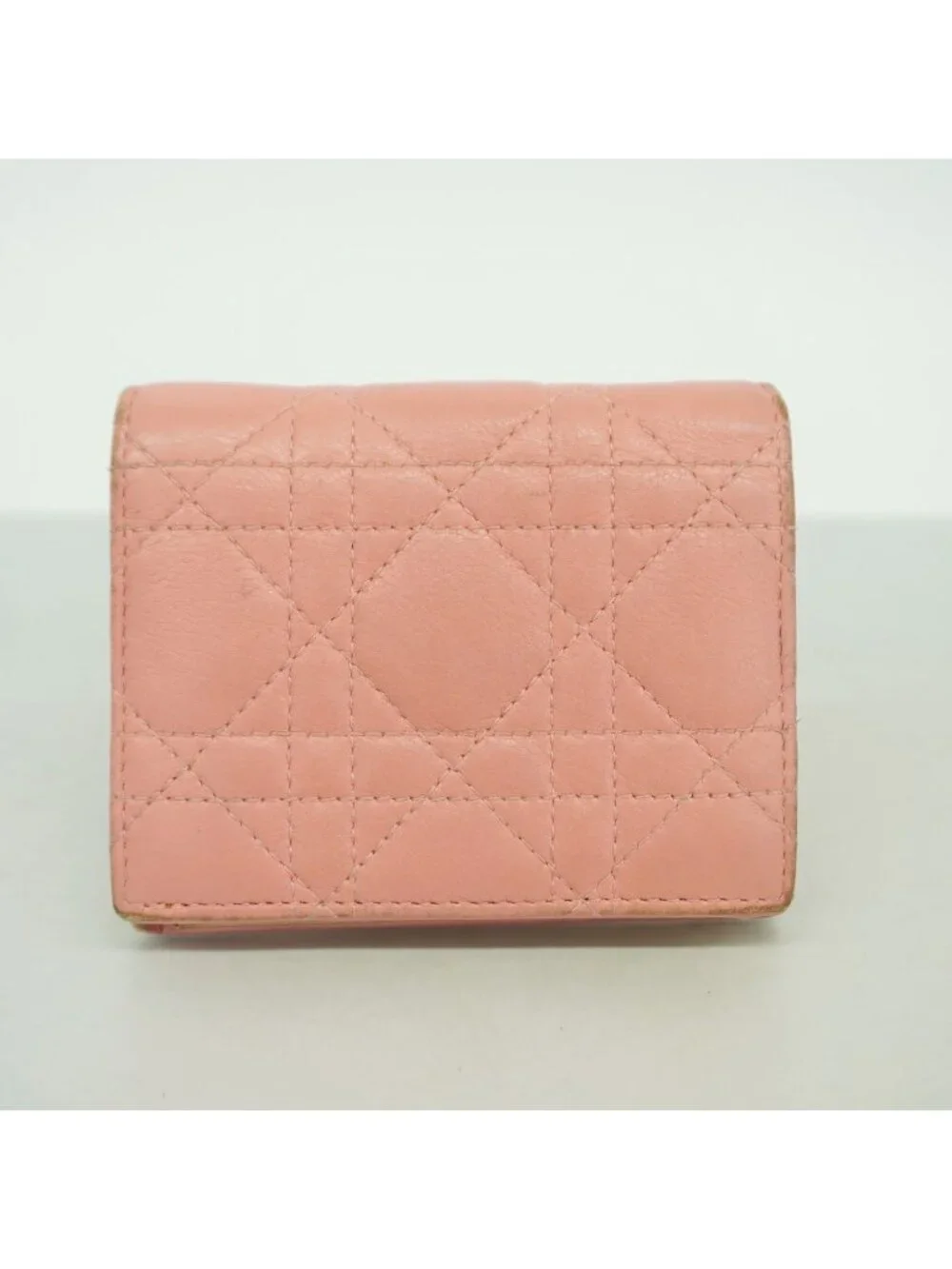 Dior Wallet Cannage Leather Pink Gold